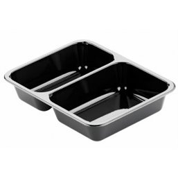 CPET Menuschalen 655cc + 455cc 2-Vaks Zwart 226 x 176 x 43mm Horecavoordeel.com