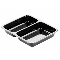 CPET Menuschalen 515cc + 370cc 2-Vaks Zwart 226 x 176 x 35mm Horecavoordeel.com