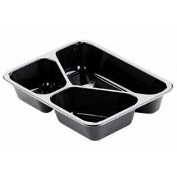 CPET Menuschalen 525cc + 275cc + 205cc 3-Vaks Zwart 226 x 176 x 43mm Horecavoordeel.com