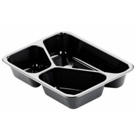 CPET Menuschalen 525cc + 275cc + 205cc 3-Vaks Zwart 226 x 176 x 43mm Horecavoordeel.com