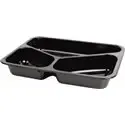CPET Trays 430cc / 225cc / 165cc 3-compartments Black - Horecavoordeel.com