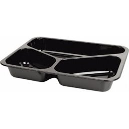 CPET Menuschalen 430cc + 225cc + 165cc 3-Vaks Zwart 226 x 176 x 35mm Horecavoordeel.com