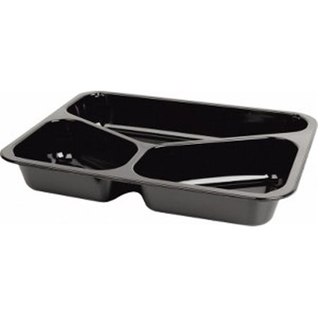 CPET Menuschalen 430cc + 225cc + 165cc 3-Vaks Zwart 226 x 176 x 35mm Horecavoordeel.com