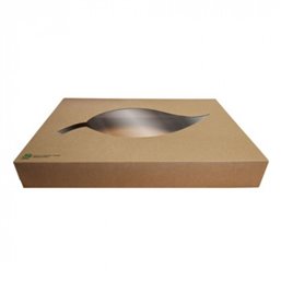 Catering Box Cardboard with Pla Window 100% Fair 35cm - Horecavoordeel.com