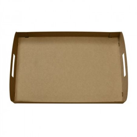 Catering platter "100% Fair" Cardboard Brown With handles 55cm - Horecavoordeel.com