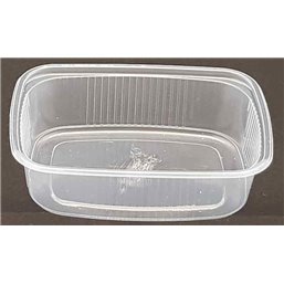 Salad trays - containers 108 Series Ribbed Rectangle PP Transparent 125cc 108/27 - Horecavoordeel.com