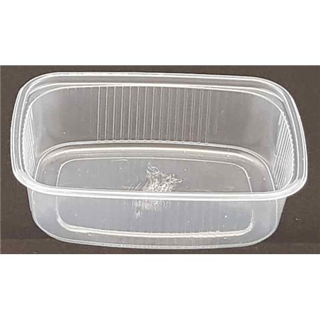 Salad trays - containers 108 Series Ribbed Rectangle PP Transparent 125cc 108/27 - Horecavoordeel.com