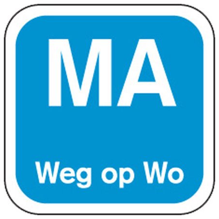 Dagstickers Maandag Weg Op Woensdag 19 x 19mm Blauw Horecavoordeel.com