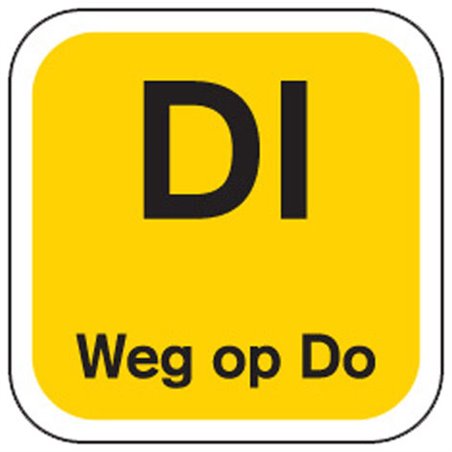 Dagstickers Dinsdag Weg Op Donderdag 19 x 19mm Geel Horecavoordeel.com