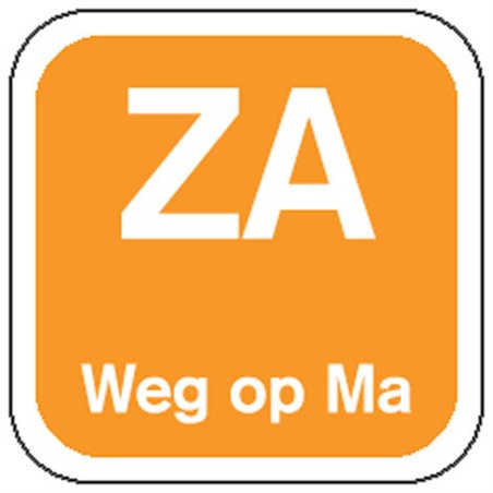 Dagstickers Zaterdag Weg Op Maandag 19 x 19mm Oranje Horecavoordeel.com