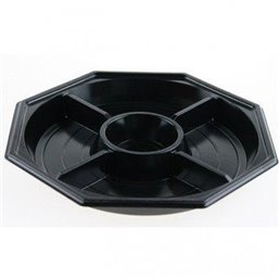 Fondue Bowls 5 compartments 260x25mm PS Black - Horecavoordeel.com