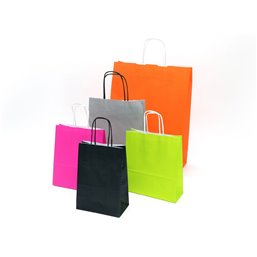 Gray Paper Bags With Twisted Handles 15+8,5X21,5cm - Horecavoordeel.com