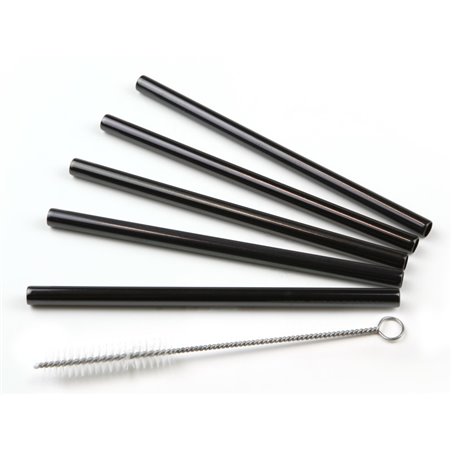 Drinking straws stainless steel Black Ø 8 x 150mm Horecavoordeel.com