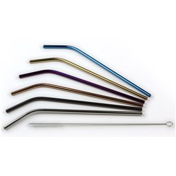 Drinking Straws Curved Stainless Steel Assortment Ø 6 x 235mm Horecavoordeel.com