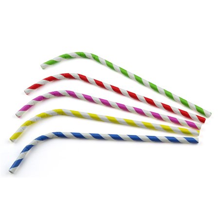 Bending Straws Paper "FSC" Stripe Assortment Ø 6 x 240mm Horecavoordeel.com