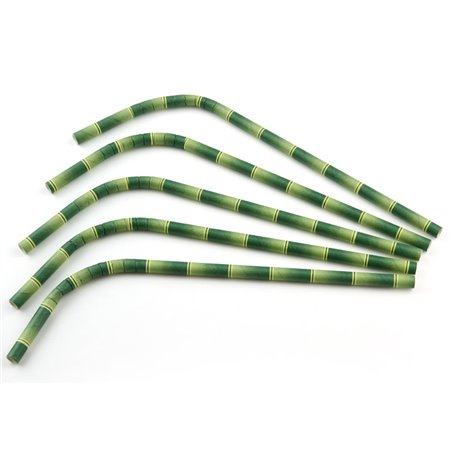 Bending straws Paper "FSC" Bamboo look Ø 7 x 240mm Horecavoordeel.com