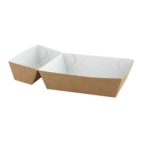 Snack Boxs A14 with Sauce compt. Brown White Cardboard 30 x 85 + 110 x 85 + 35mm - Horecavoordeel.com