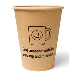 Coffee To Go Cups Brown Cardboard 355ml Ø 90mm "100% Fair" - Horecavoordeel.com