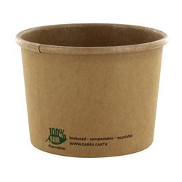 Soup Cups To Go Brown Cardboard 12oz "100% FAIR" 350ml Ø 98mm - Horecavoordeel.com