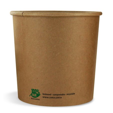 Soup Containers To Go Brown Cardboards To Go Brown Cardboard 26oz "100% FAIR" 769ml Ø 118mm - Horecavoordeel.com