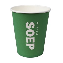 Soepbekers To Go 237ml Groen Karton "Altijd Soep" Ø 80mm Horecavoordeel.com