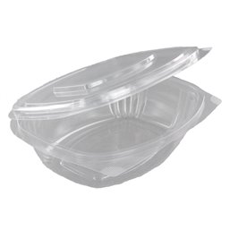 Plastic Hinged Salad Bowl PET Round Shape 750ml (50 Units)