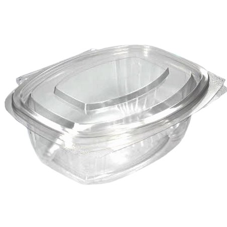 Salad Bowl Rectangular with Secure Lid PLA 500ml 159 x 126 x 63mm Transparent - Horecavoordeel.com