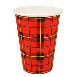 Coffee Cups Red Cardboard 180ml Ø 70,3mm "Tartan" - Horecavoordeel.com