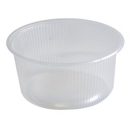 Saladebakjes + Deksels 250ml 101 Serie Rond Geribbeld PP Transparant Combiverpakking PP Ø 101mm Horecavoordeel.com