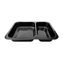 Menuschalen PP 2-Vaks Zwart 227 x 178 x 32mm Horecavoordeel.com