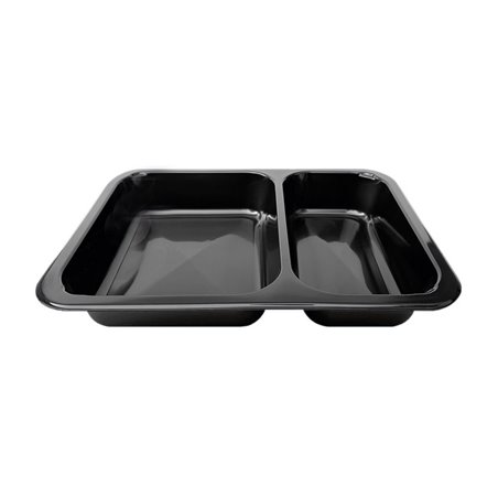 Menuschalen PP 2-Vaks Zwart 227 x 178 x 32mm Horecavoordeel.com