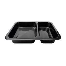 Menuschalen PP 2-Vaks Zwart 227 x 178 x 49mm Horecavoordeel.com