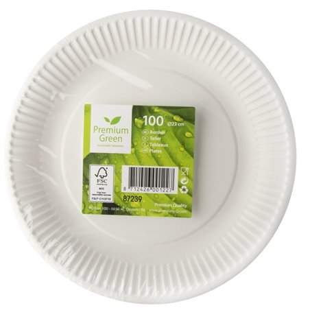 Cardboard Plates Round Ø 230mm White - Horecavoordeel.com