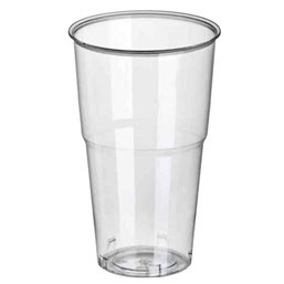 Drinking Cups PLA "Pure" 500ml Ø 95mm 16,2cm Crystal clear with foamhead "For cold drinks" - Horecavoordeel.com