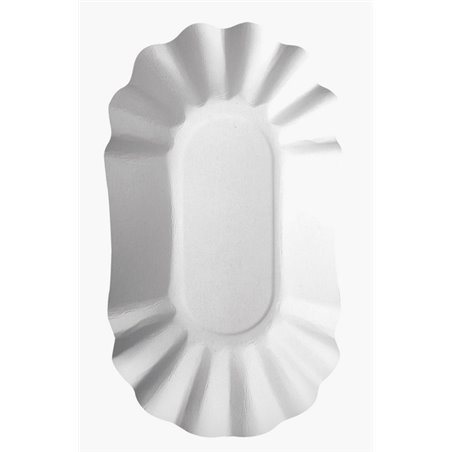 Cardboard Plates "Pure" Ovaal 105 x 175 x 30mm White - Horecavoordeel.com