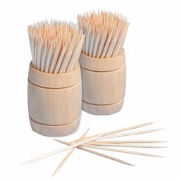 Tooth Picks Wood "Pure" Round 6,8cm in Dispander box made of Wood - Horecavoordeel.com