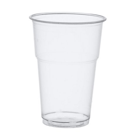 Drinking Cups PLA "Pure" 400ml Ø 95mm 13,2cm Crystal clear with foamhead "For cold drinks" - Horecavoordeel.com