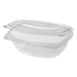 Salad Bowl Rectangular with Secure Lid PLA "Pure" 375ml 161 x 132 x 48mm Transparent - Horecavoordeel.com