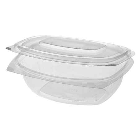 Salad Bowl Rectangular with Secure Lid PLA "Pure" 375ml 161 x 132 x 48mm Transparent - Horecavoordeel.com