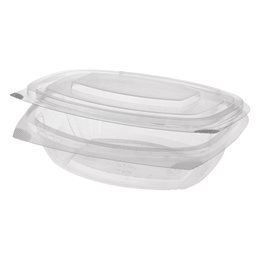 Salad Bowl Rectangular with Secure Lid PLA "Pure" 500ml 161 x 132 x 64mm Transparent - Horecavoordeel.com