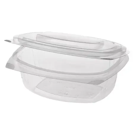 Salad Bowls with Attached Lids PLA "Pure" 750ml 205 x 168 x 66mm Crystal clear - Horecavoordeel.com