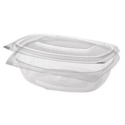 Salad Bowls with Attached Lids PLA "Pure" 1000ml 205 x 168 x 76mm Crystal clear - Horecavoordeel.com