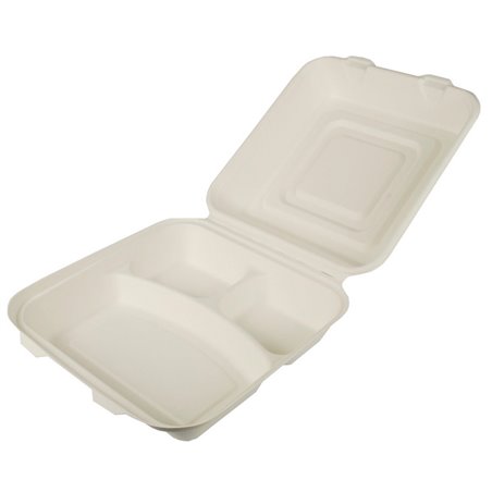 Menu Box Sugarcane "Pure" 3-compt. White 240 x 240 x 80mm - Horecavoordeel.com