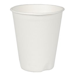 Sugarcane Cups "Pure" 200ml Ø 80mm 9,2cm White "Voor warme dranken" - Horecavoordeel.com