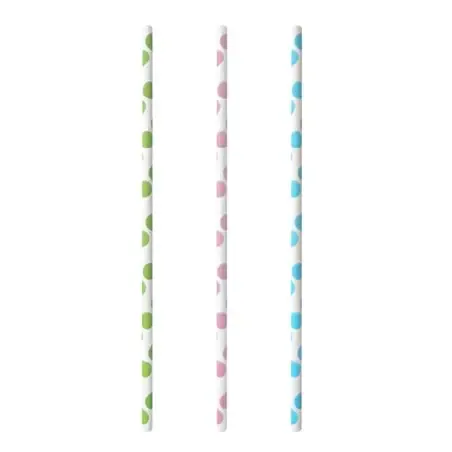 Paper Straws Ø 6mm x 20cm "Dots" - Horecavoordeel.com