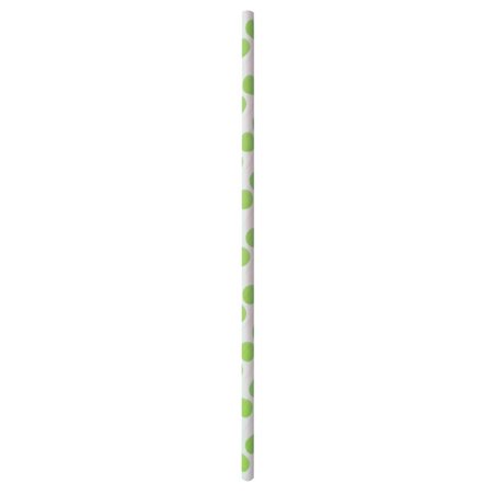 Paper Straws Ø 6mm x 20cm "Green Dots" - Horecavoordeel.com