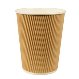 Cardboard Drinking Cups "Pure" 200ml Ø 80mm 9cm "Ripple Wall" - Horecavoordeel.com