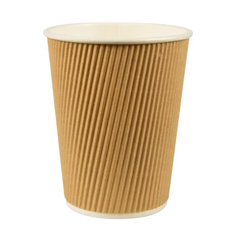 Cardboard Drinking Cups "Pure" 200ml Ø 80mm 9cm "Ripple Wall" - Horecavoordeel.com