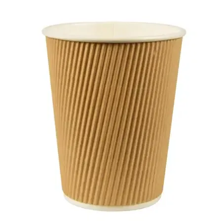 Cardboard Drinking Cups "Pure" 200ml Ø 80mm 9cm "Ripple Wall" - Horecavoordeel.com