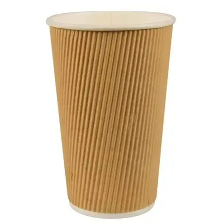 Cardboard Drinking Cups "Pure" 400ml Ø 90mm 13,7cm "Ripple Wall" - Horecavoordeel.com